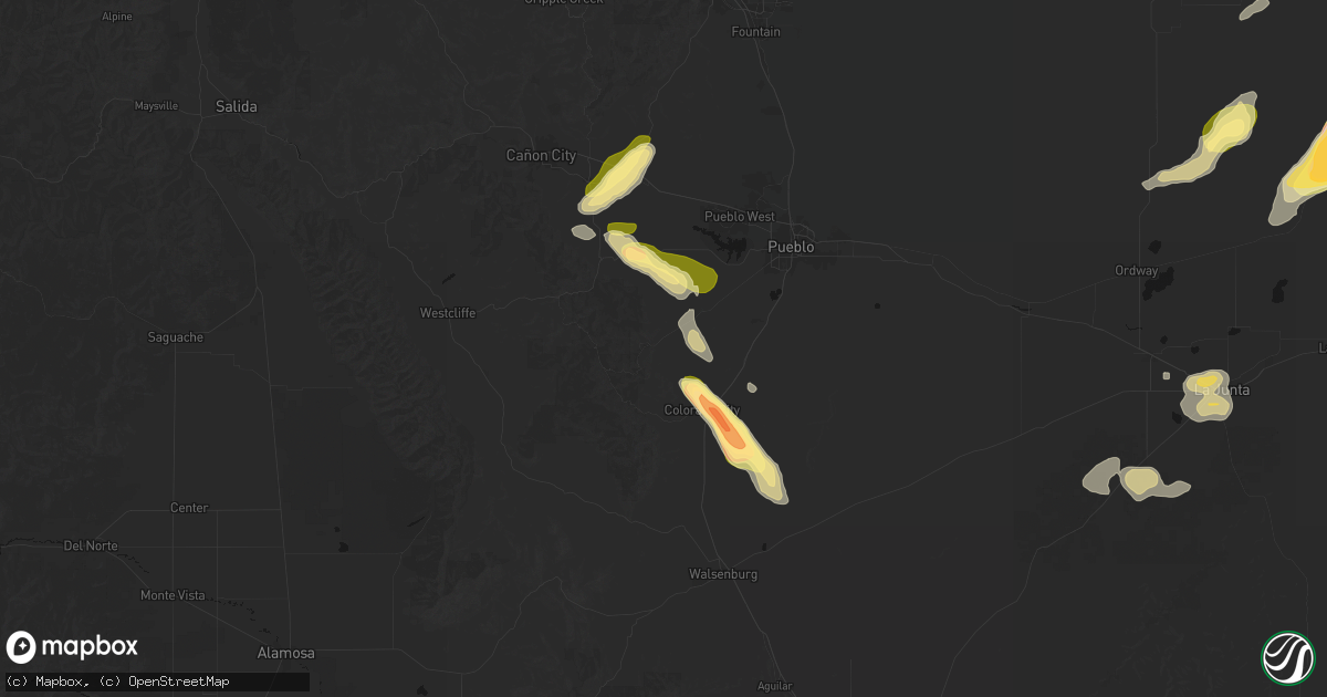 Hail map in Beulah, CO on September 9, 2026