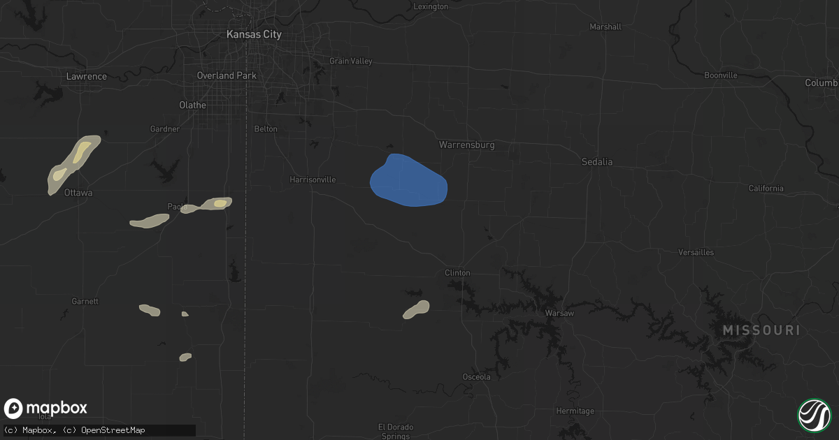 Hail map in Blairstown, MO on September 9, 2026