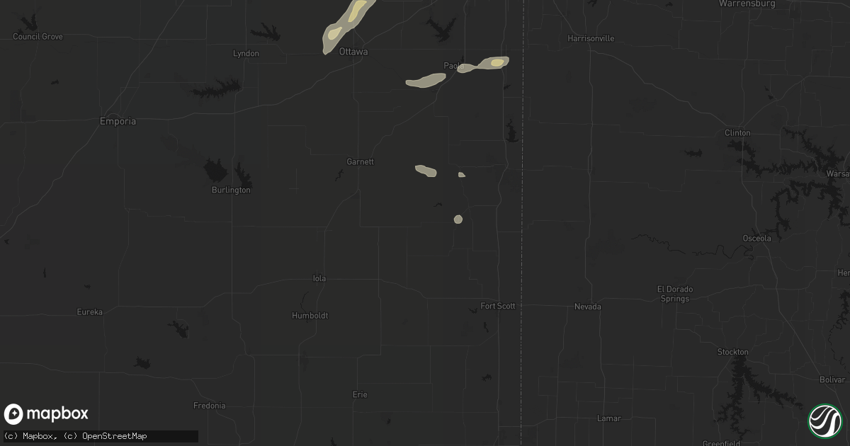 Hail map in Blue Mound, KS on September 9, 2026