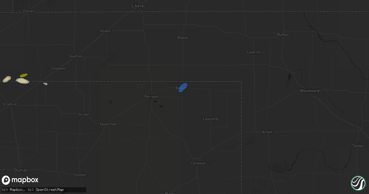 Hail map in Booker, TX on September 9, 2026