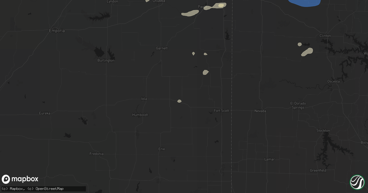 Hail map in Bronson, KS on September 9, 2026