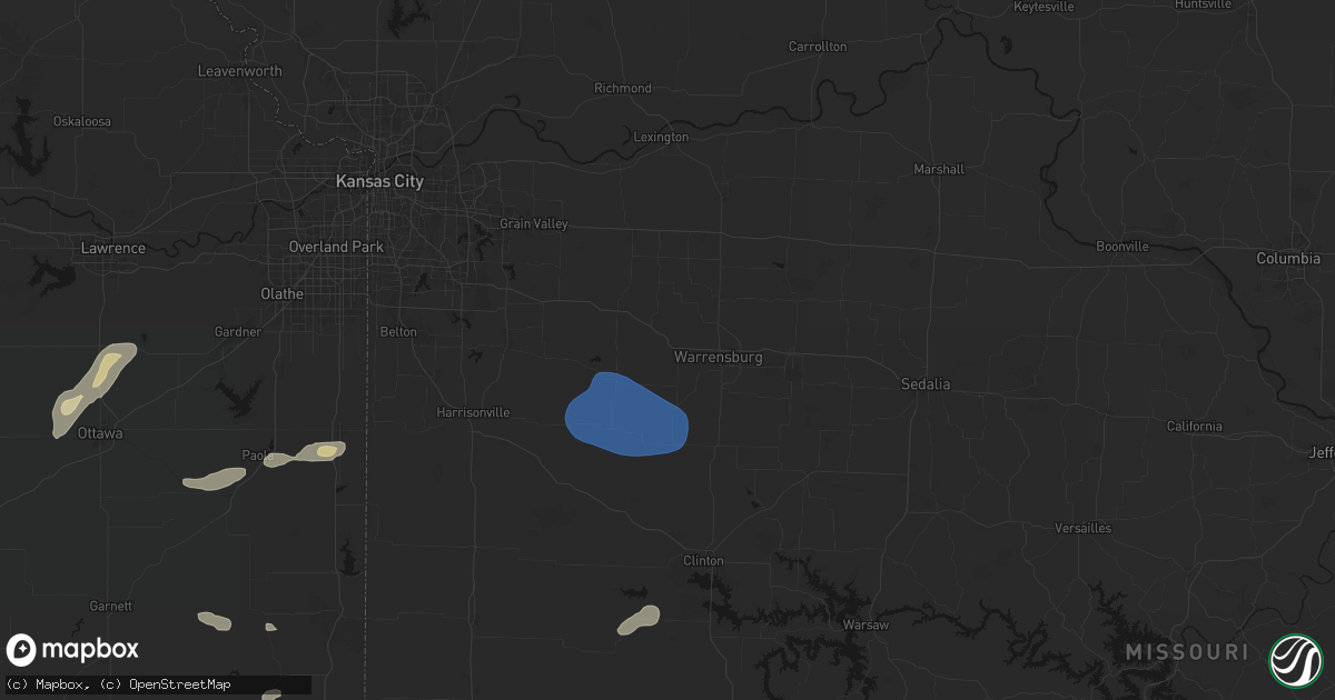 Hail map in Centerview, MO on September 9, 2026