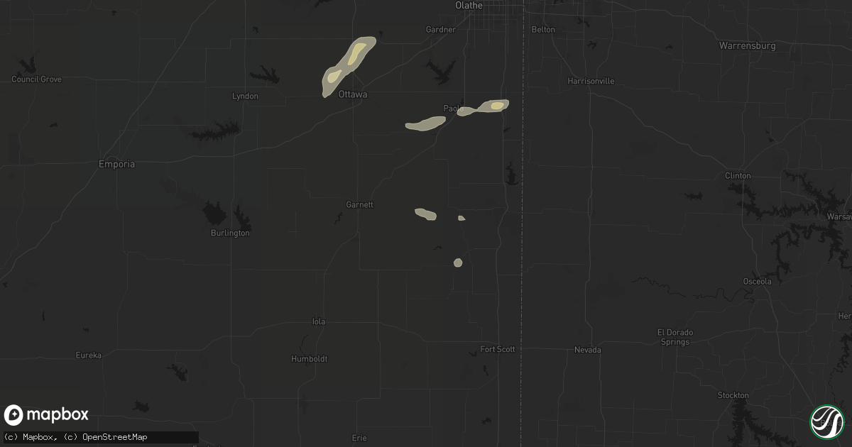 Hail map in Centerville, KS on September 9, 2026