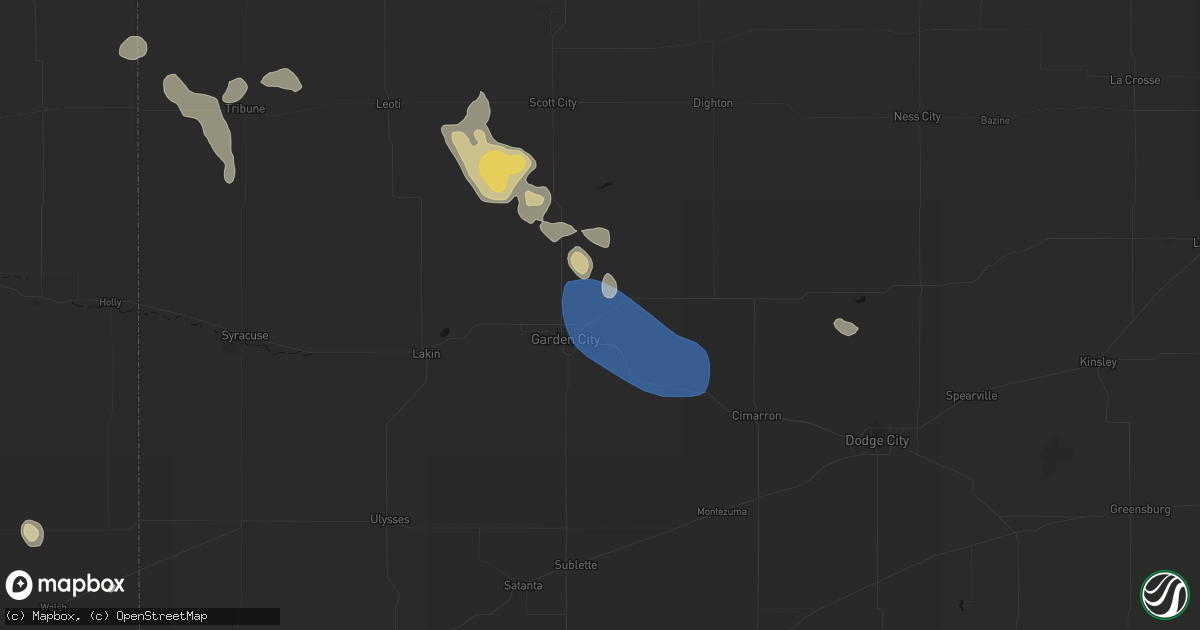 Hail map in Garden City, KS on September 9, 2026