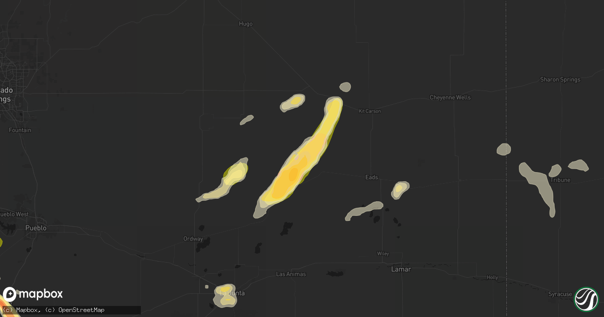 Hail map in Haswell, CO on September 9, 2026