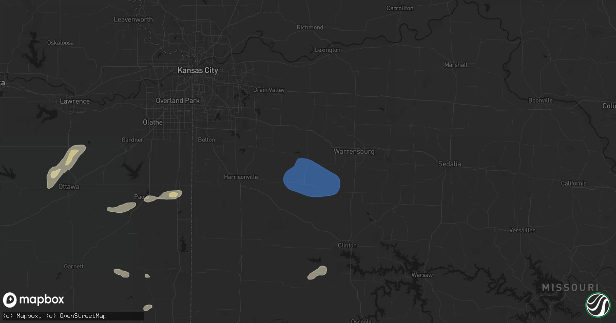 Hail map in Holden, MO on September 9, 2026