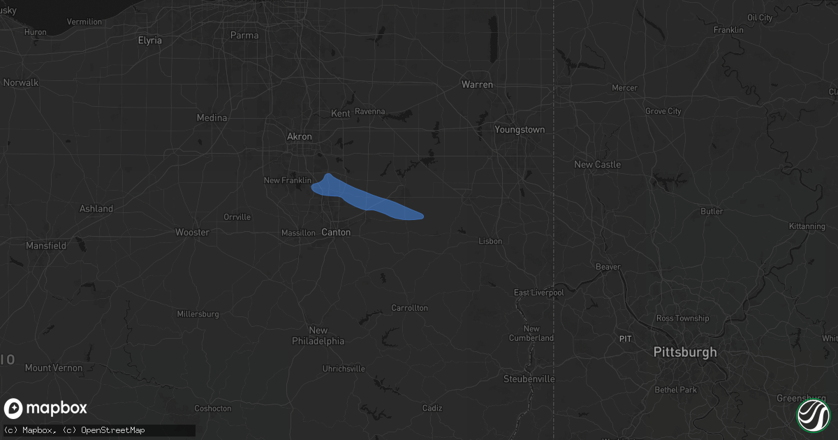 Hail map in Homeworth, OH on September 9, 2026