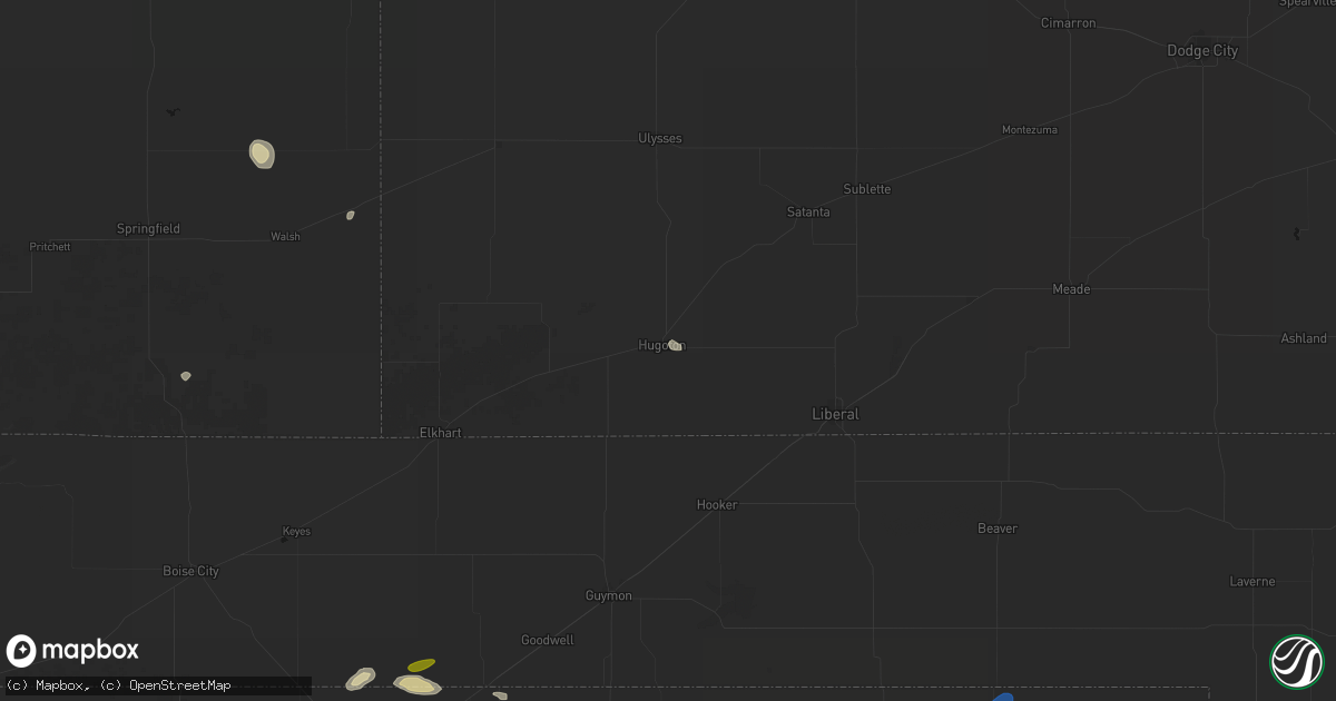 Hail map in Hugoton, KS on September 9, 2026