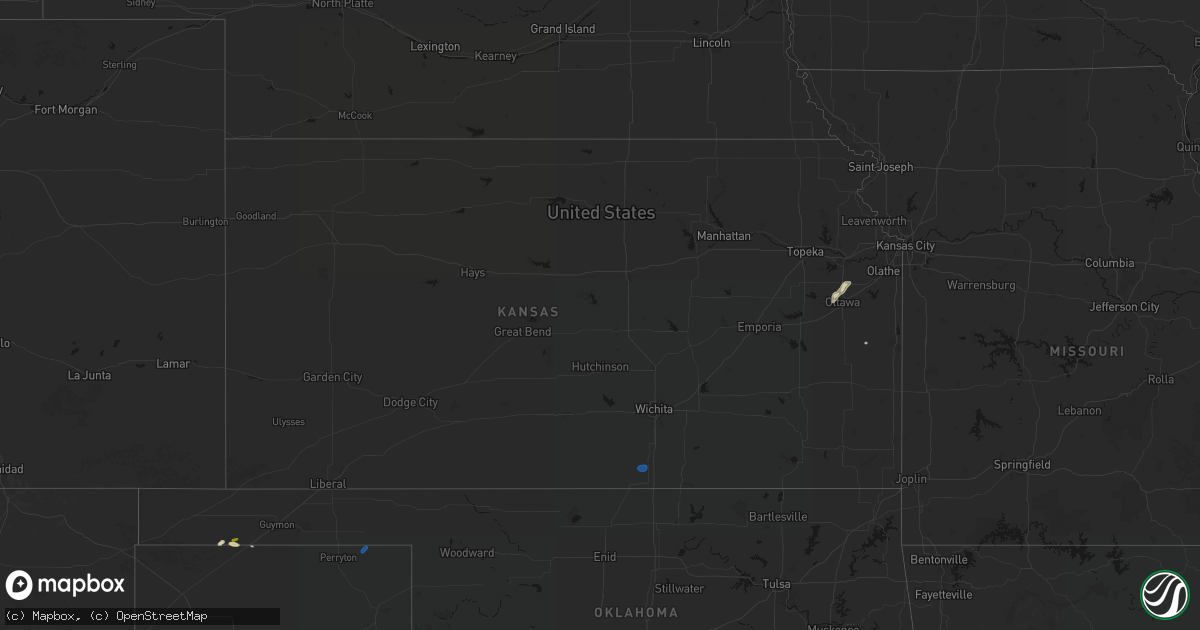Hail map in Kansas on September 9, 2026