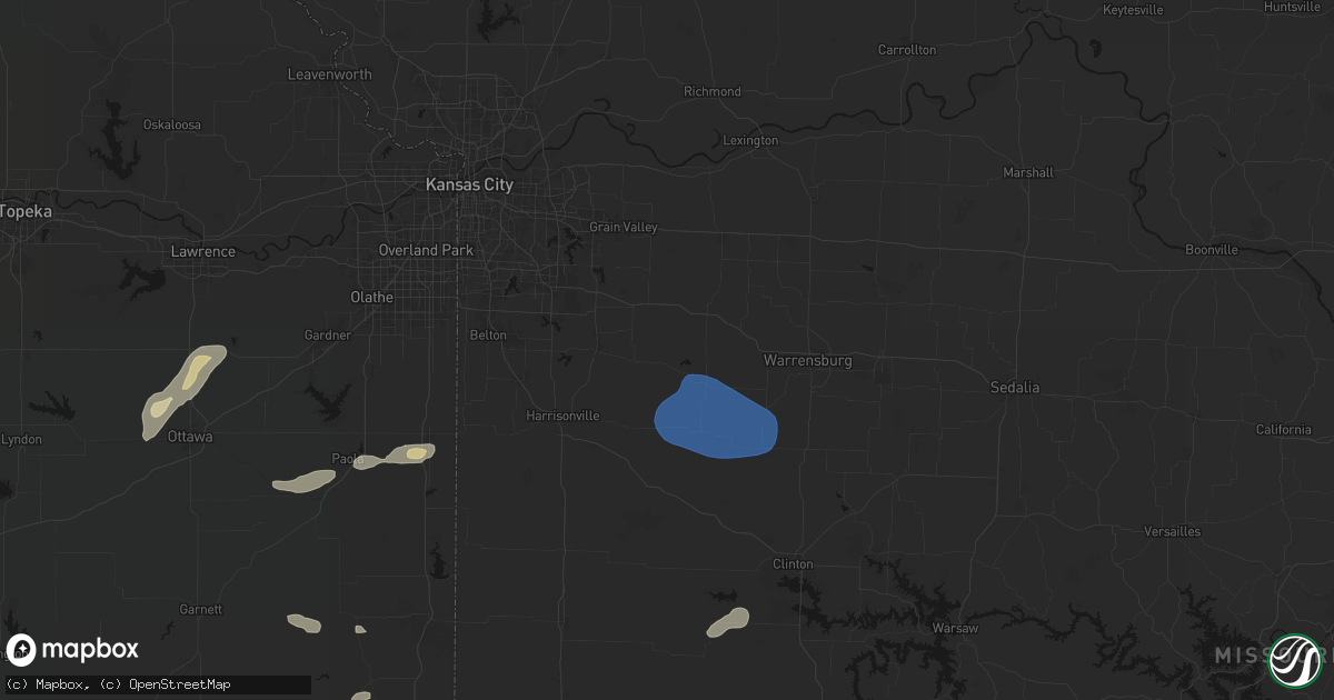 Hail map in Kingsville, MO on September 9, 2026
