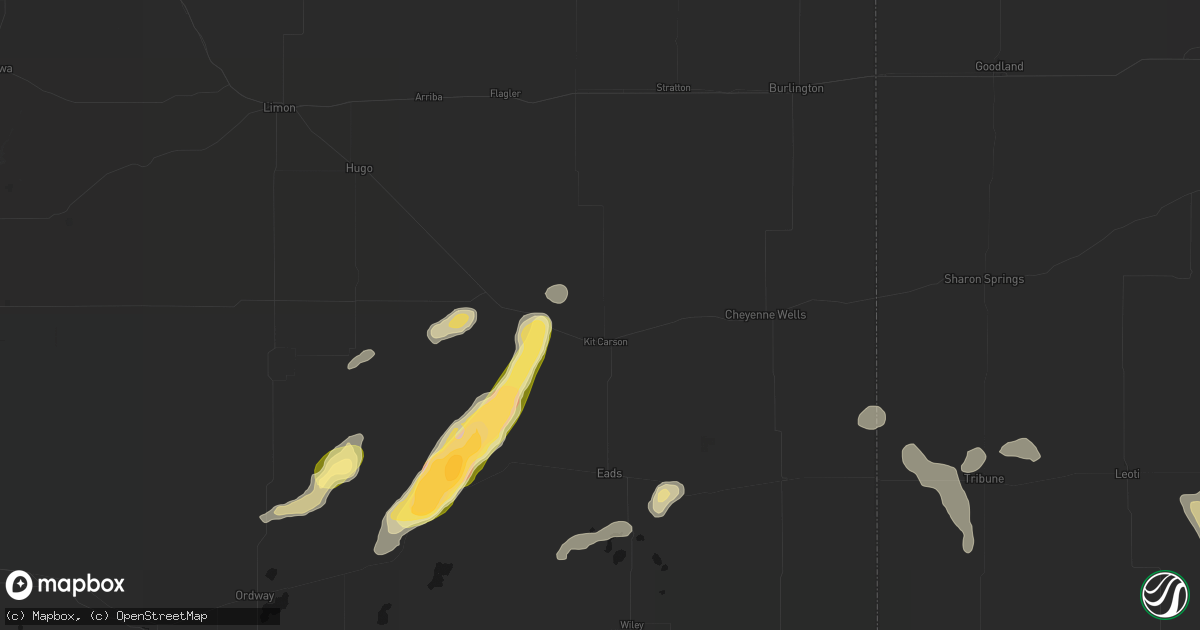 Hail map in Kit Carson, CO on September 9, 2026