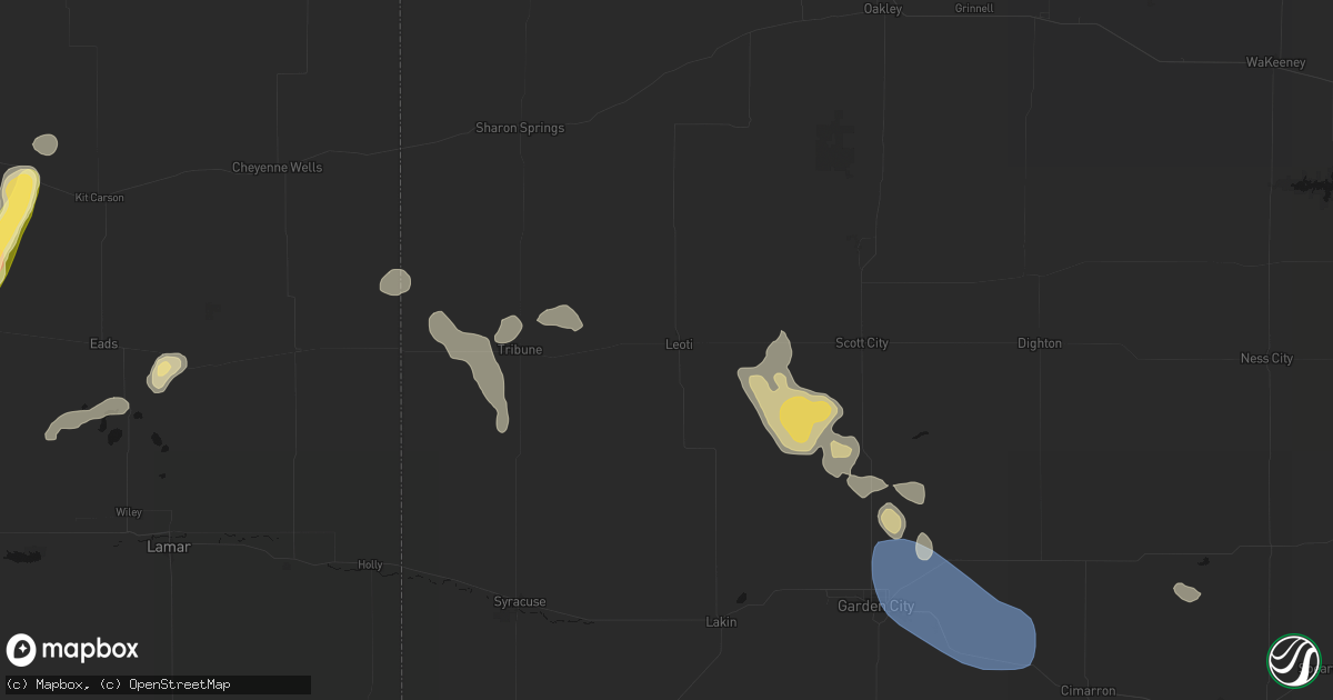Hail map in Leoti, KS on September 9, 2026