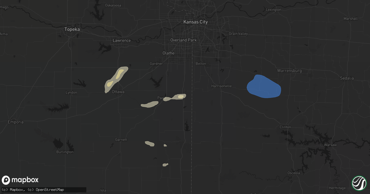 Hail map in Louisburg, KS on September 9, 2026