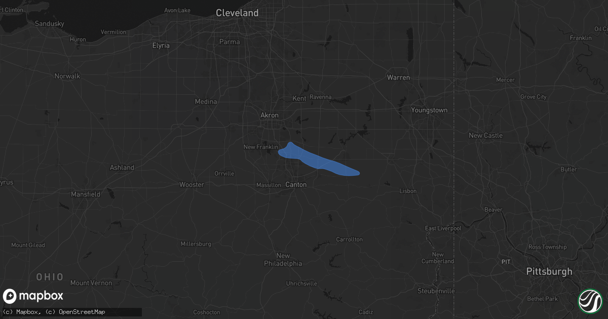 Hail map in Middlebranch, OH on September 9, 2026