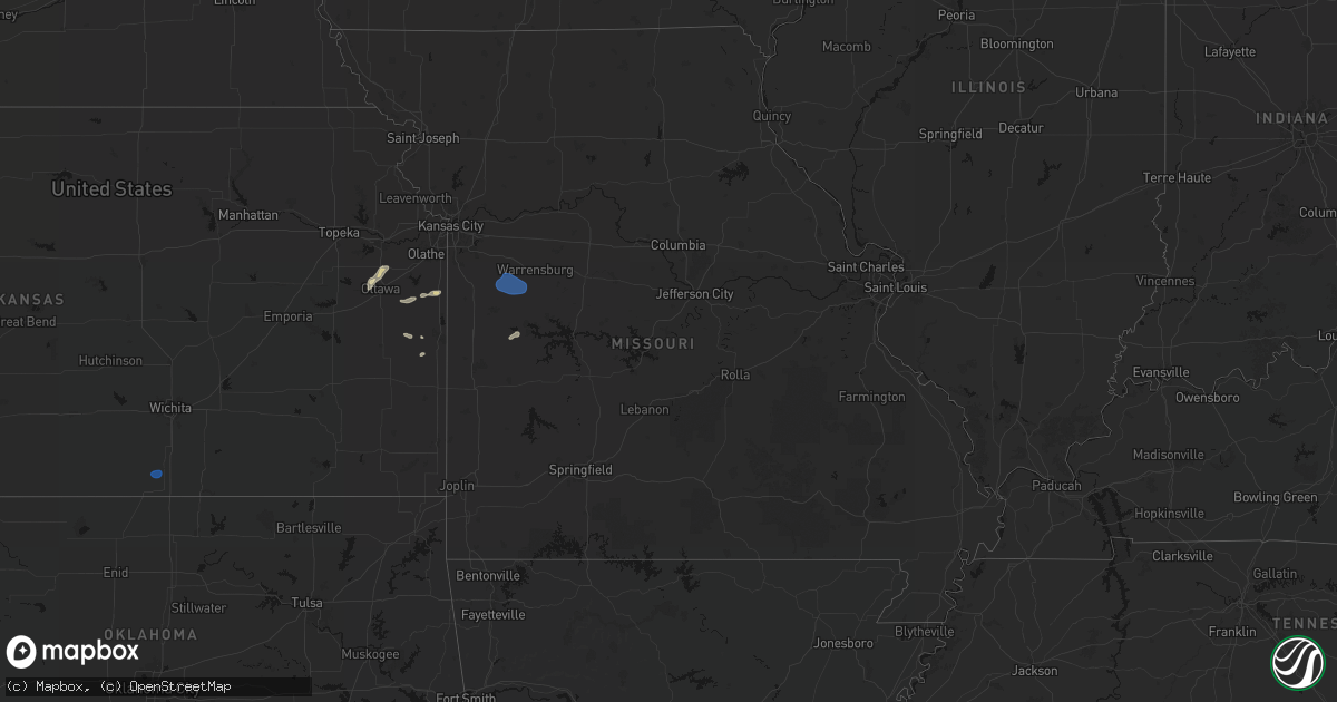 Hail map in Missouri on September 9, 2026