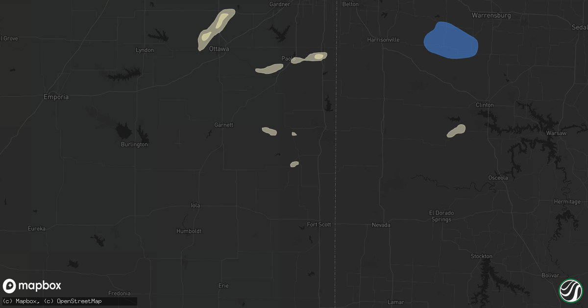 Hail map in Mound City, KS on September 9, 2026