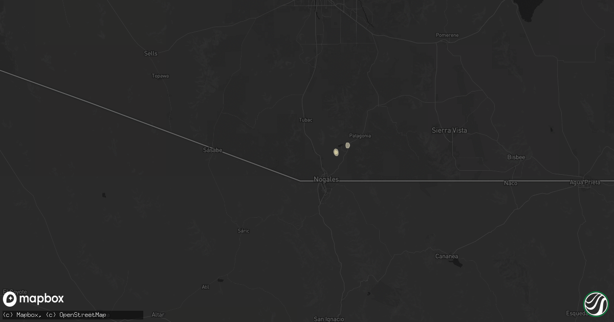 Hail map in Nogales, AZ on September 9, 2026