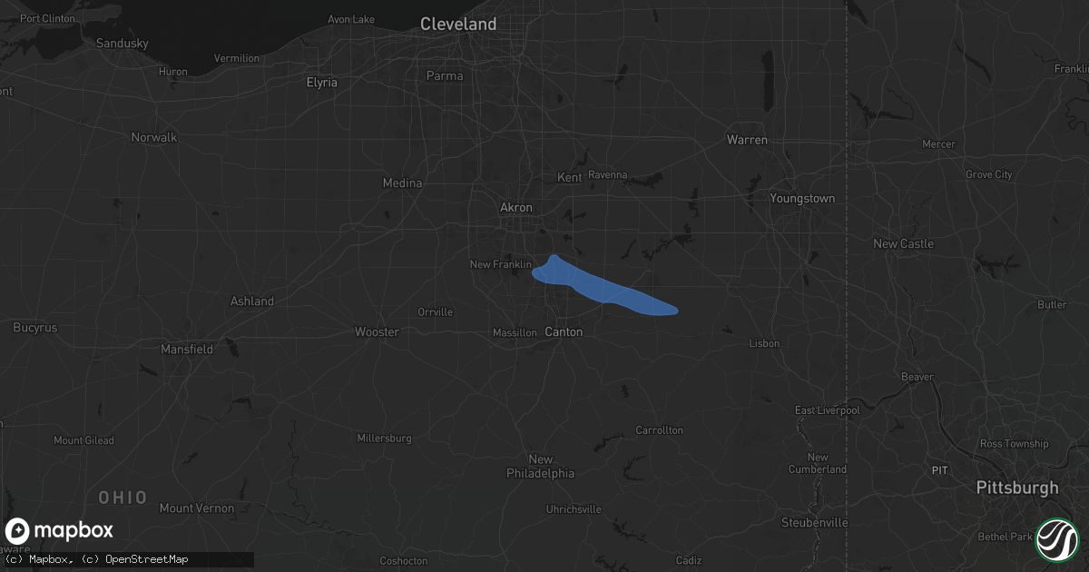 Hail map in North Canton, OH on September 9, 2026