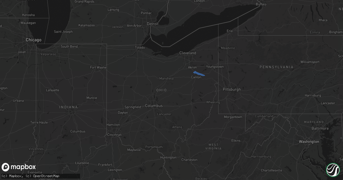 Hail map in Ohio on September 9, 2026
