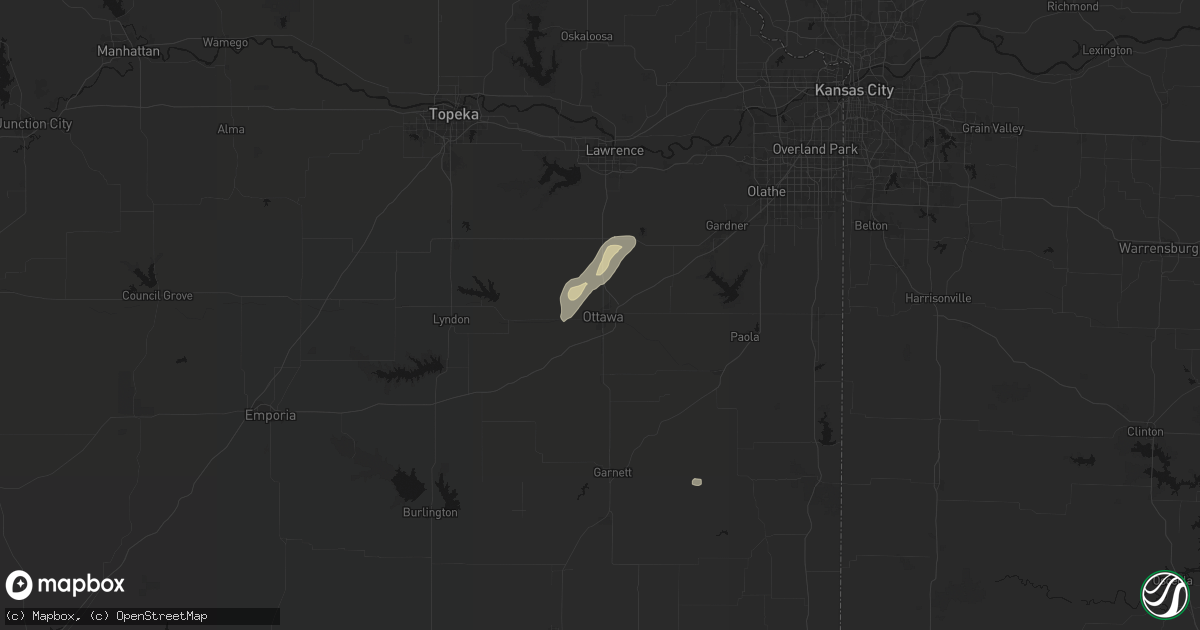 Hail map in Ottawa, KS on September 9, 2026
