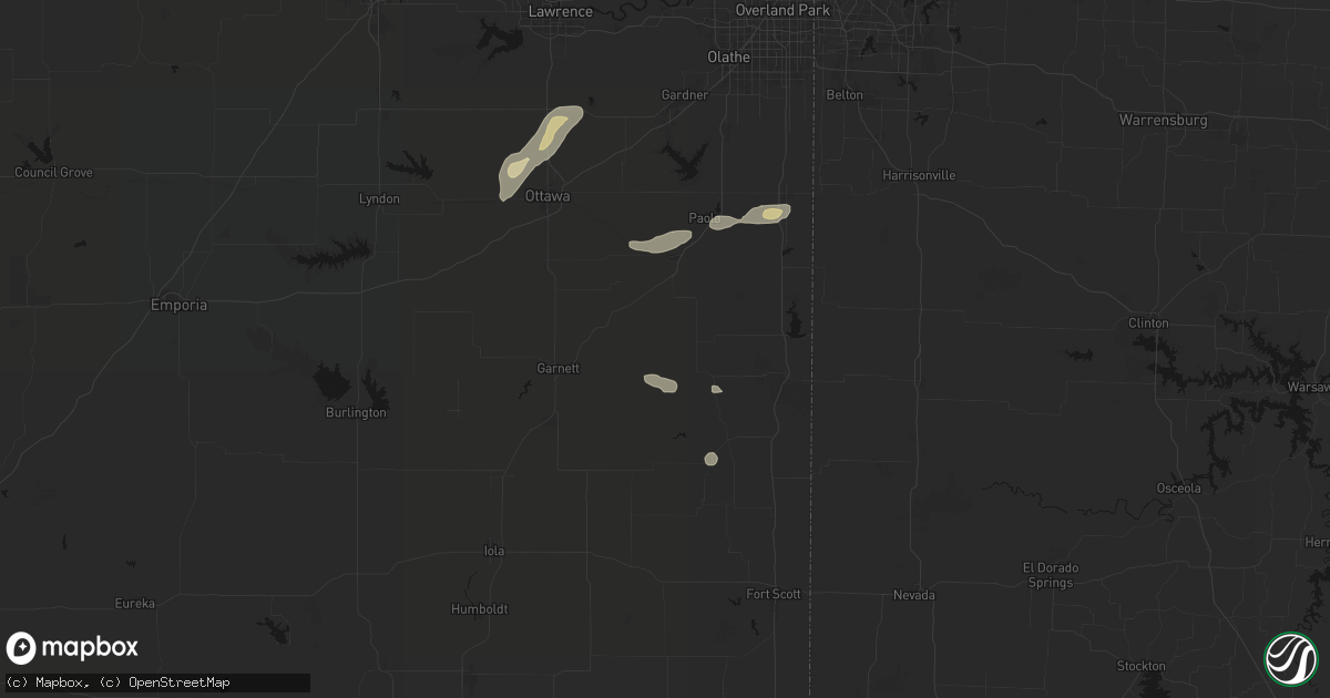 Hail map in Parker, KS on September 9, 2026