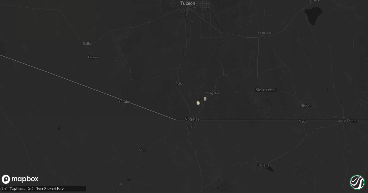 Hail map in Rio Rico, AZ on September 9, 2026