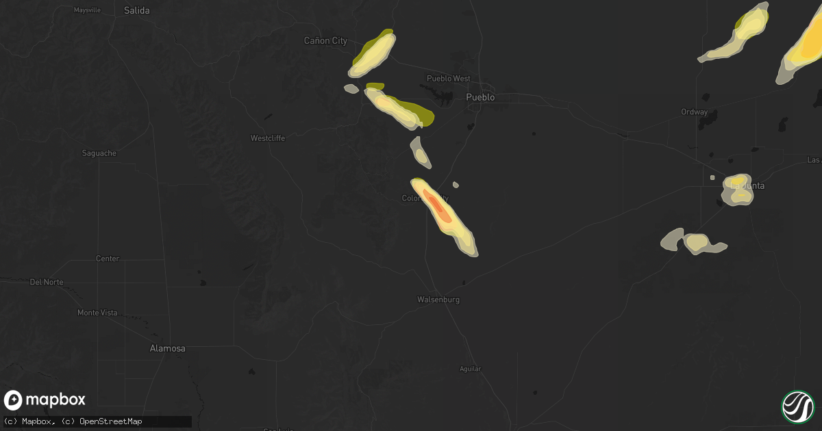 Hail map in Rye, CO on September 9, 2026