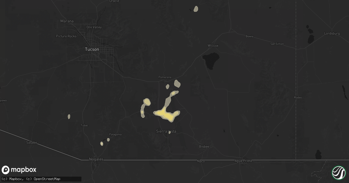 Hail map in Saint David, AZ on September 9, 2026