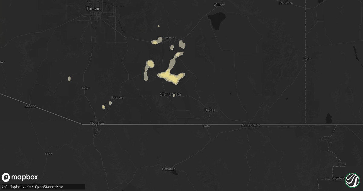 Hail map in Sierra Vista, AZ on September 9, 2026