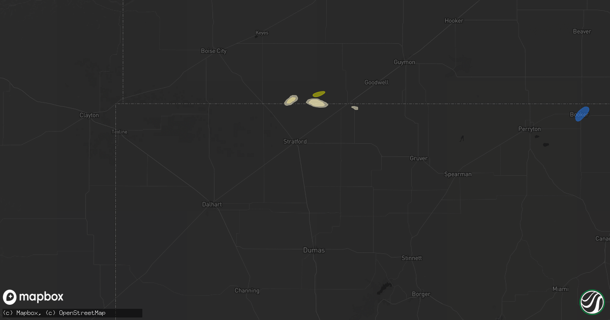 Hail map in Stratford, TX on September 9, 2026