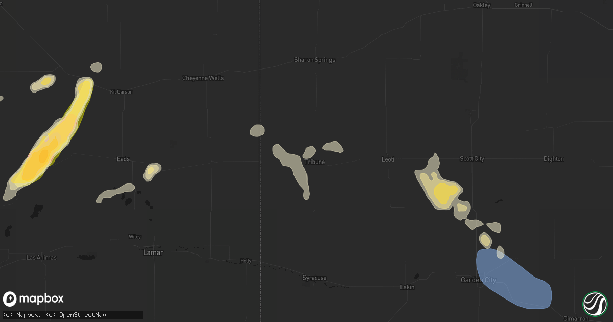 Hail map in Tribune, KS on September 9, 2026