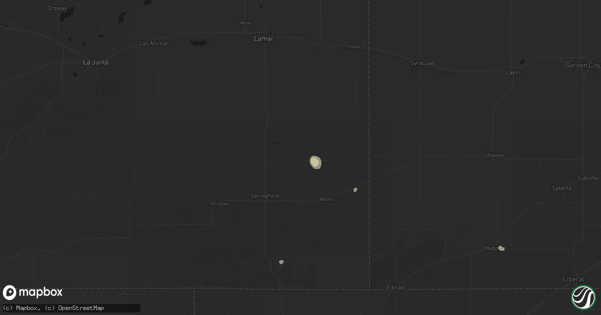 Hail map in Two Buttes, CO on September 9, 2026