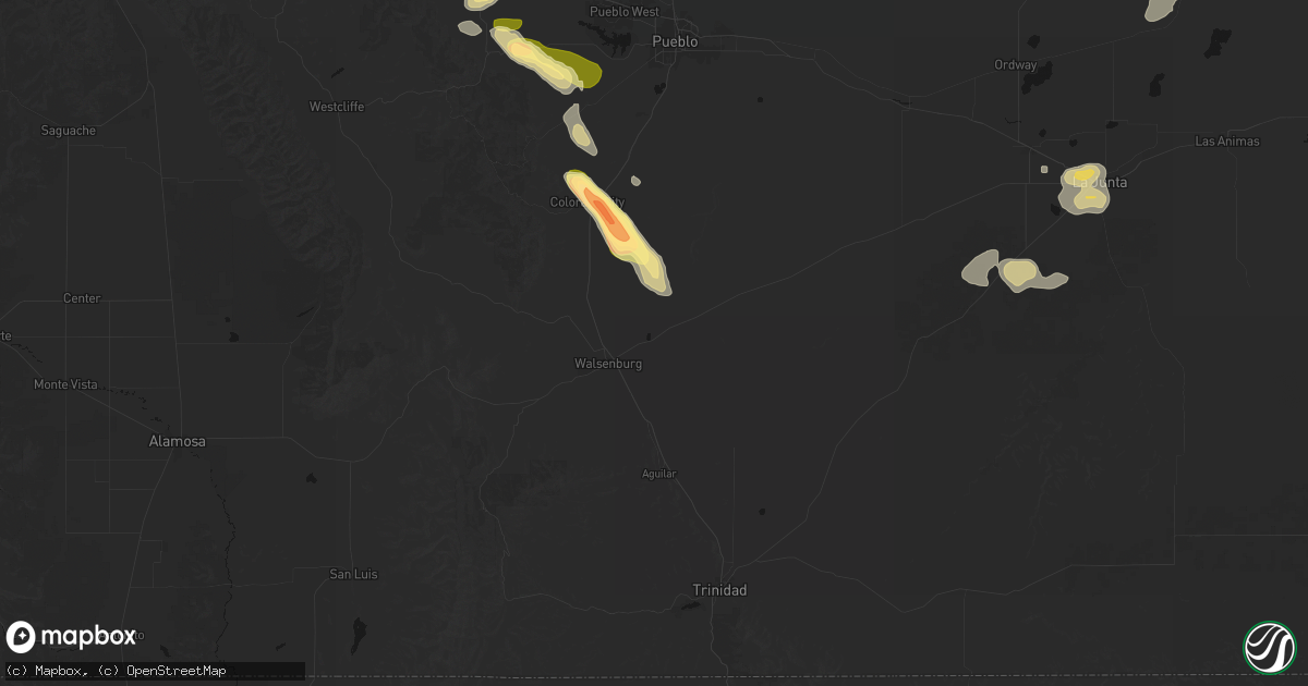 Hail map in Walsenburg, CO on September 9, 2026