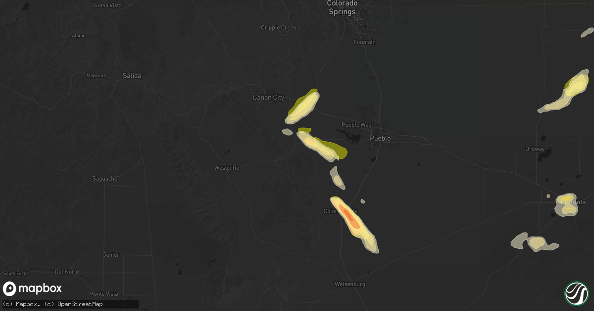 Hail map in Wetmore, CO on September 9, 2026