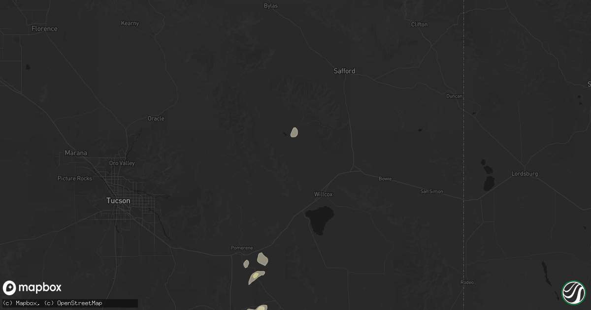 Hail map in Willcox, AZ on September 9, 2026