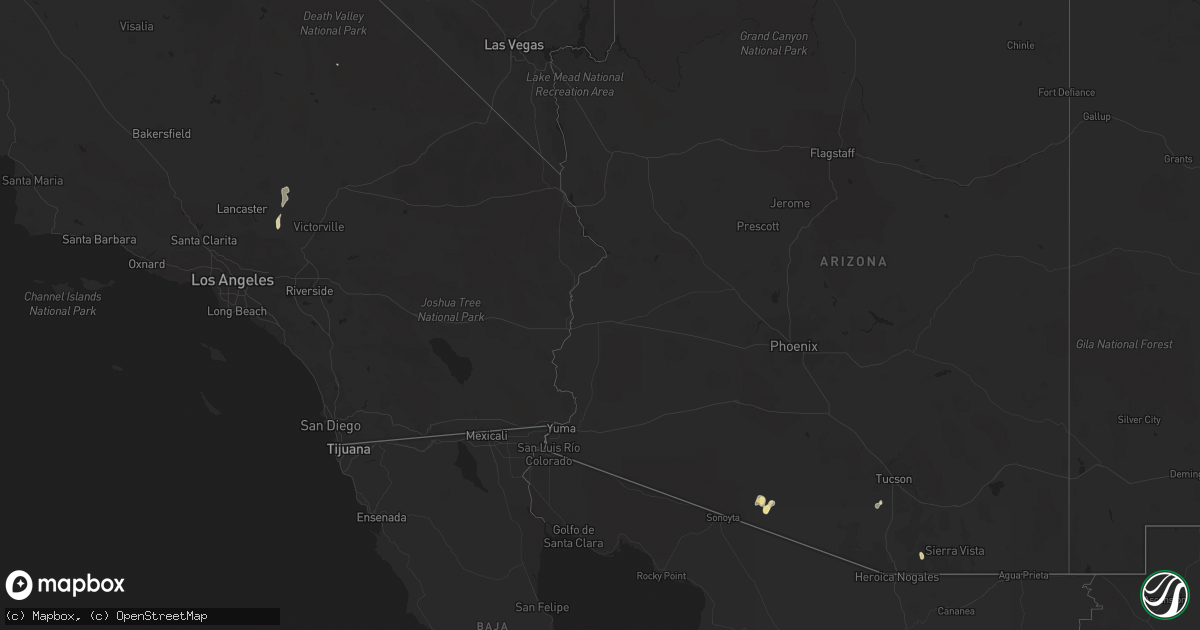 Hail map in Arizona on September 10, 2012