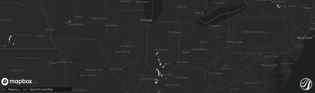 Hail map in New York on September 10, 2013