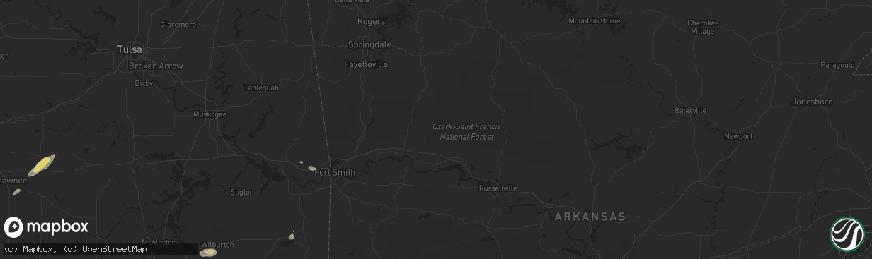 Hail map in Prague, OK on September 10, 2014