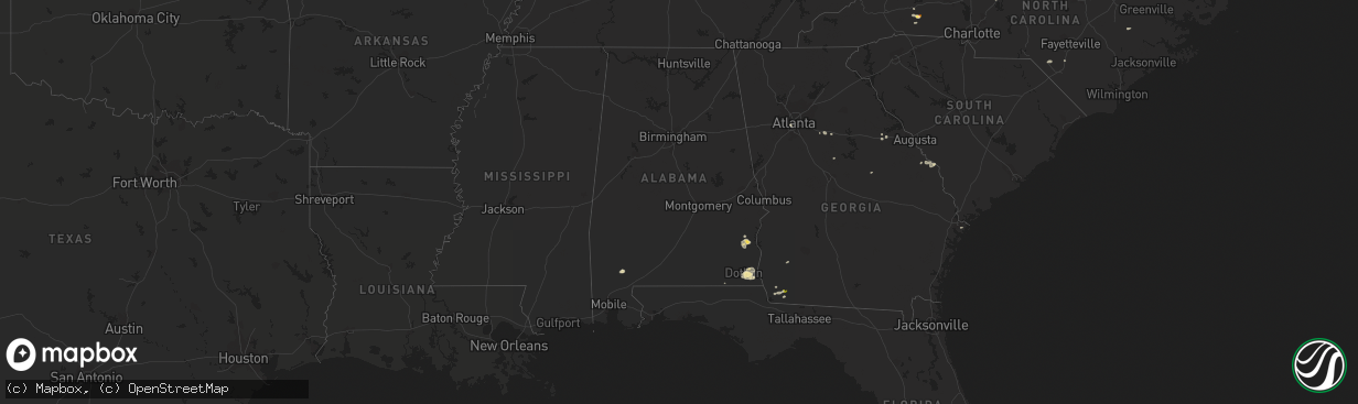 Hail map in Alabama on September 10, 2015