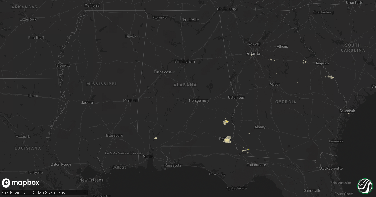 Hail map in Alabama on September 10, 2015