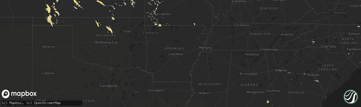 Hail map in Arkansas on September 10, 2015