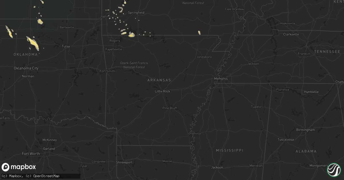 Hail map in Arkansas on September 10, 2015