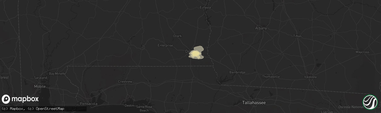 Hail map in Dothan, AL on September 10, 2015