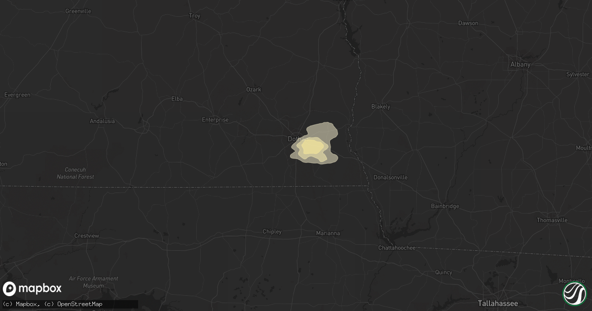 Hail map in Dothan, AL on September 10, 2015