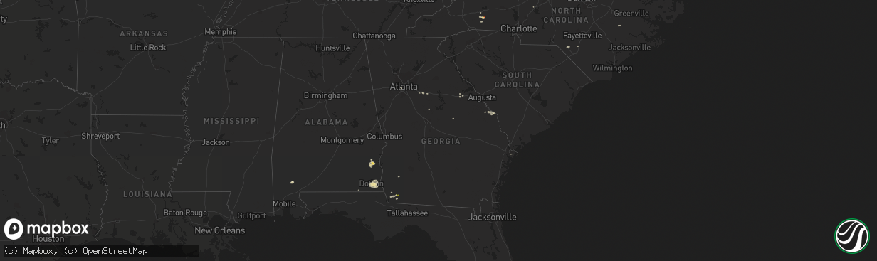 Hail map in Georgia on September 10, 2015