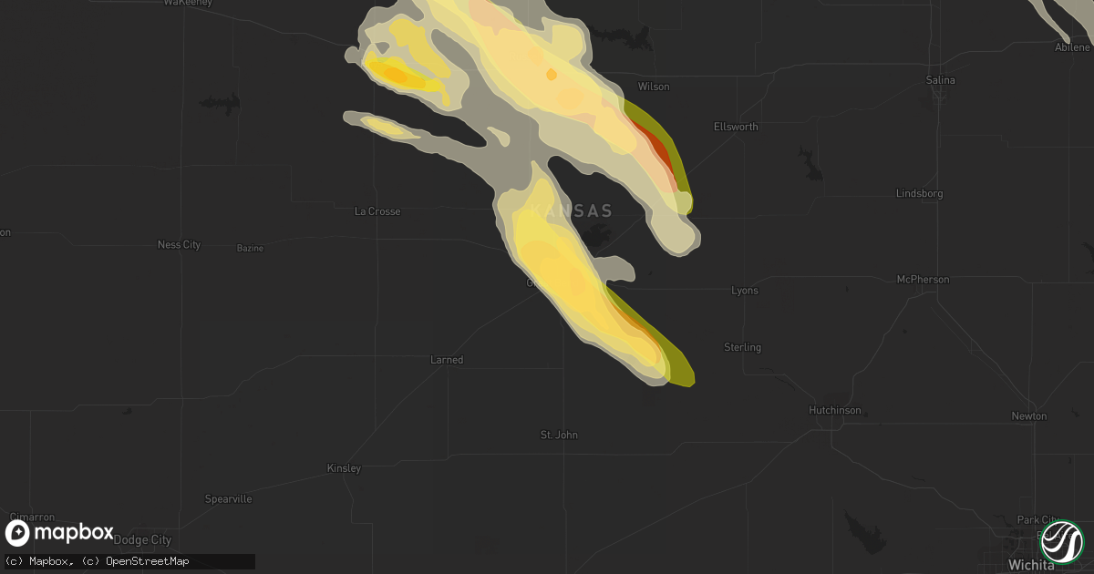 Hail map in Great Bend, KS on September 10, 2015