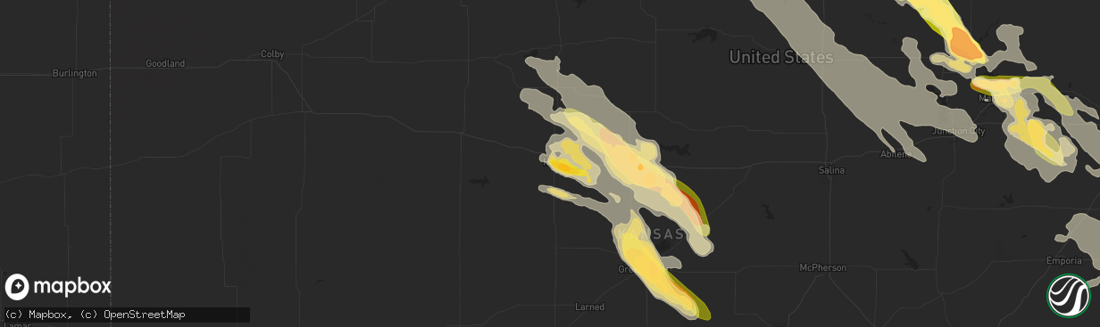 Hail map in Hays, KS on September 10, 2015