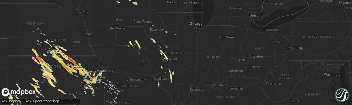 Hail map in Illinois on September 10, 2015