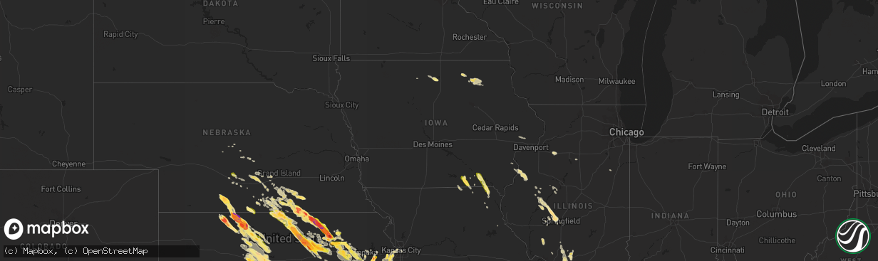 Hail map in Iowa on September 10, 2015