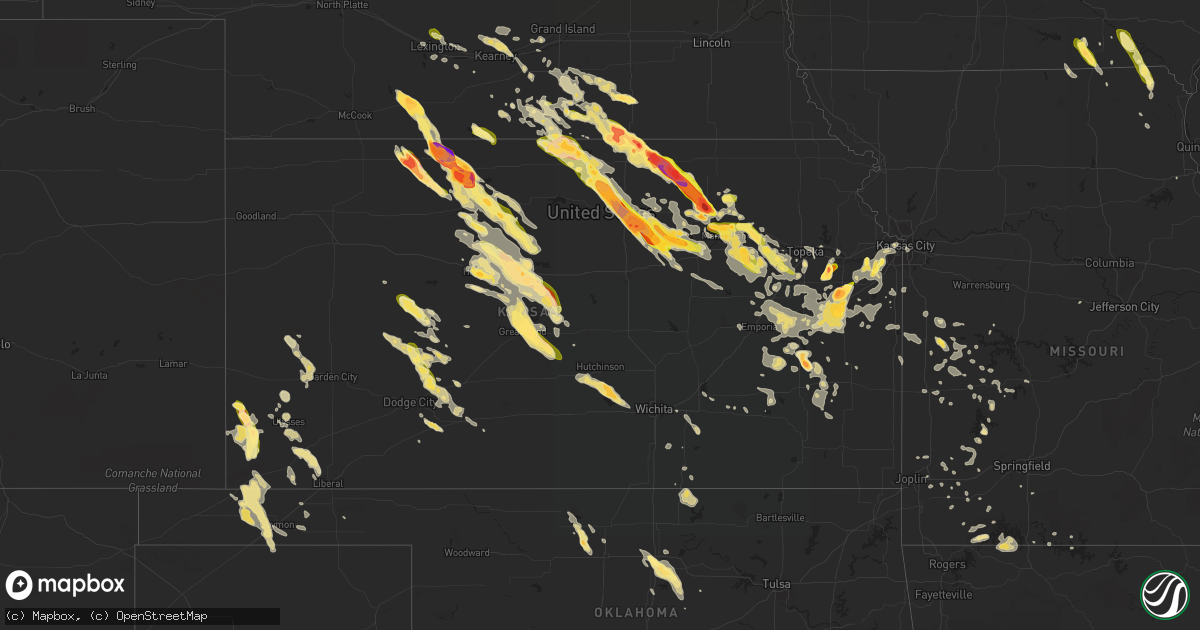 Hail map in Kansas on September 10, 2015